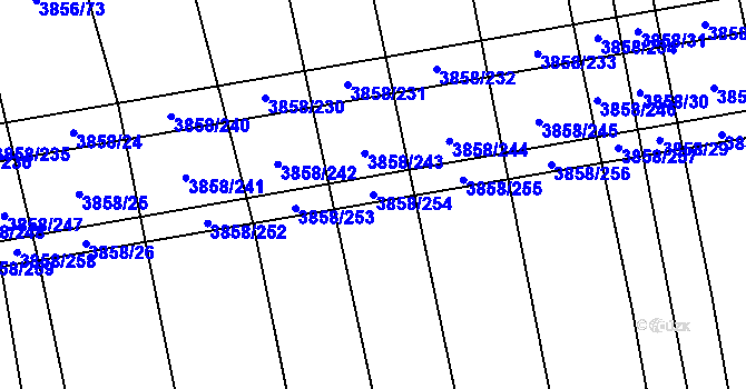 Parcela st. 3858/254 v KÚ Záhorovice, Katastrální mapa