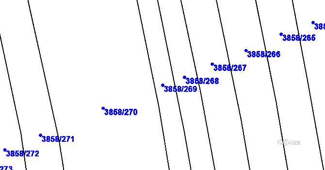 Parcela st. 3858/269 v KÚ Záhorovice, Katastrální mapa