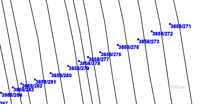 Parcela st. 3858/276 v KÚ Záhorovice, Katastrální mapa