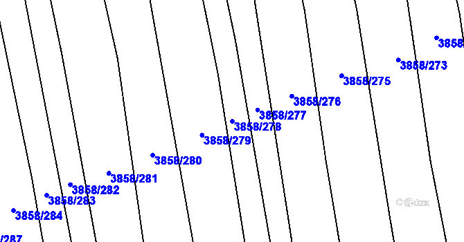 Parcela st. 3858/278 v KÚ Záhorovice, Katastrální mapa
