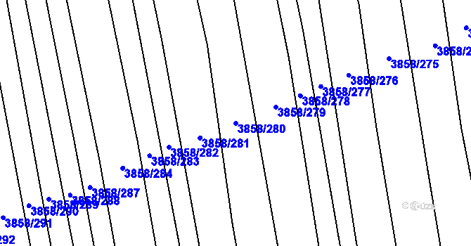 Parcela st. 3858/280 v KÚ Záhorovice, Katastrální mapa