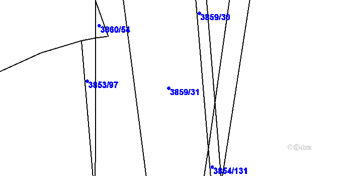 Parcela st. 3859/31 v KÚ Záhorovice, Katastrální mapa