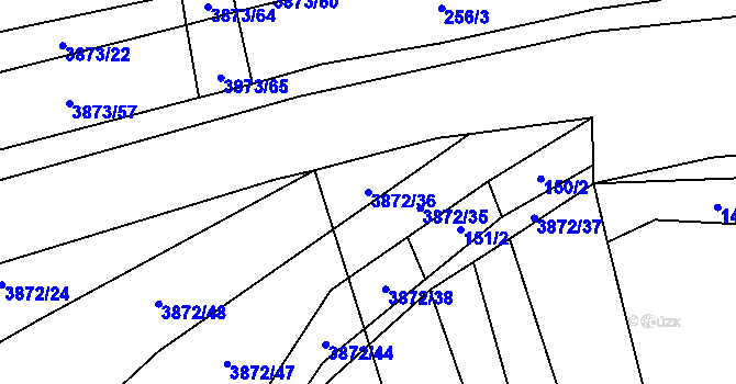 Parcela st. 3872/36 v KÚ Záhorovice, Katastrální mapa