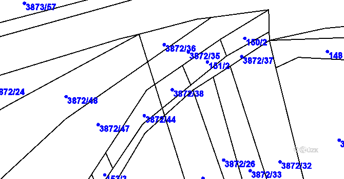 Parcela st. 3872/38 v KÚ Záhorovice, Katastrální mapa