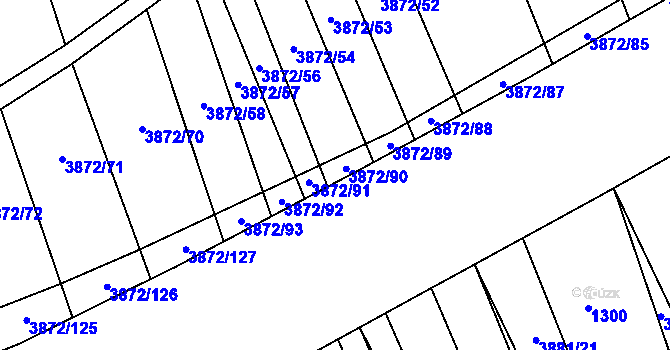 Parcela st. 3872/128 v KÚ Záhorovice, Katastrální mapa