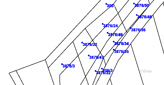 Parcela st. 3876/22 v KÚ Záhorovice, Katastrální mapa