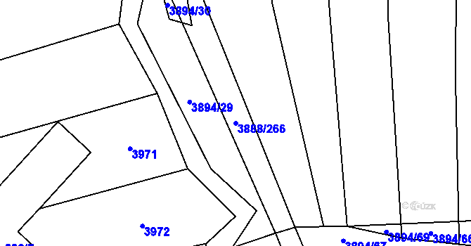 Parcela st. 3888/266 v KÚ Záhorovice, Katastrální mapa