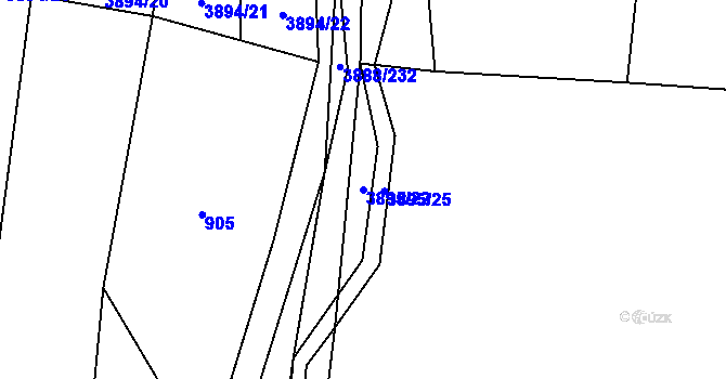 Parcela st. 3895/22 v KÚ Záhorovice, Katastrální mapa