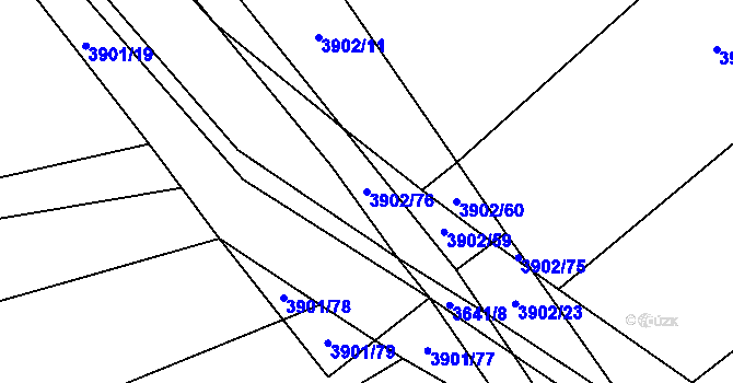 Parcela st. 3902/76 v KÚ Záhorovice, Katastrální mapa