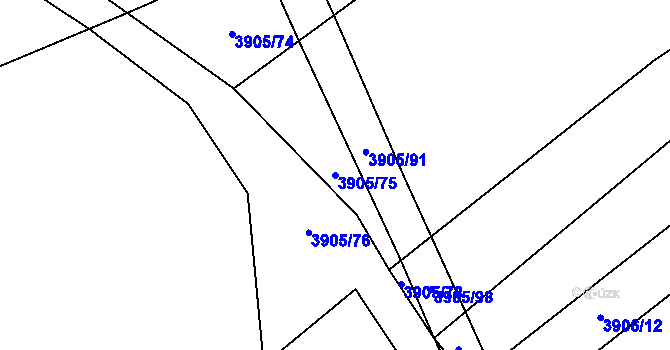 Parcela st. 3905/75 v KÚ Záhorovice, Katastrální mapa