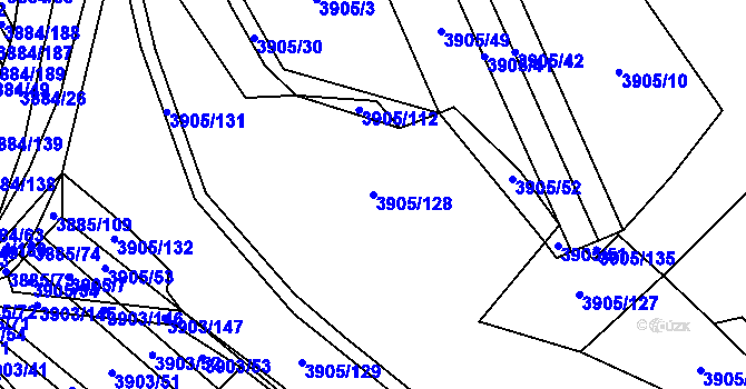 Parcela st. 3905/128 v KÚ Záhorovice, Katastrální mapa