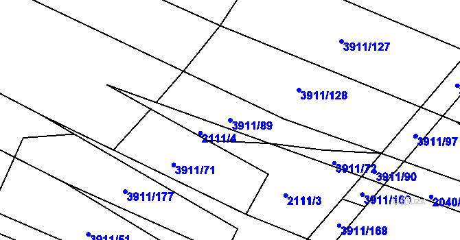 Parcela st. 3911/89 v KÚ Záhorovice, Katastrální mapa