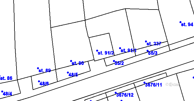 Parcela st. 91/2 v KÚ Záhorovice, Katastrální mapa