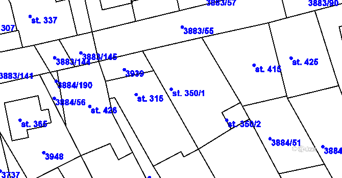 Parcela st. 350/1 v KÚ Záhorovice, Katastrální mapa