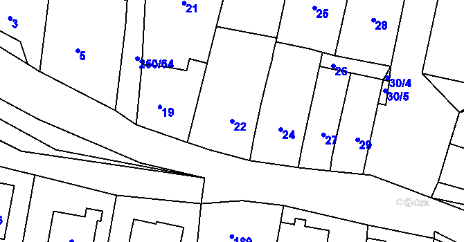 Parcela st. 22 v KÚ Zahořany u Berouna, Katastrální mapa