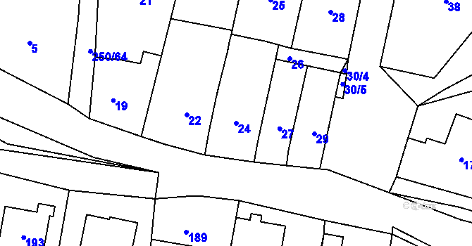 Parcela st. 24 v KÚ Zahořany u Berouna, Katastrální mapa
