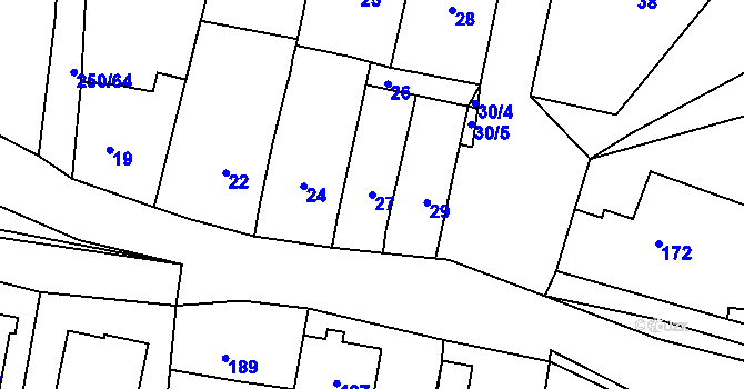 Parcela st. 27 v KÚ Zahořany u Berouna, Katastrální mapa