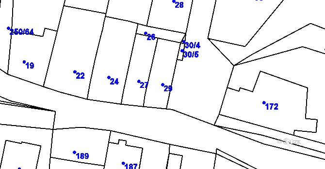 Parcela st. 29 v KÚ Zahořany u Berouna, Katastrální mapa
