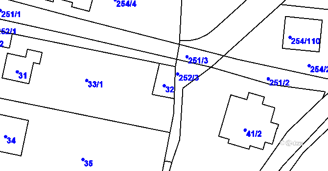 Parcela st. 32 v KÚ Zahořany u Berouna, Katastrální mapa