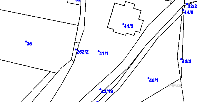 Parcela st. 41/1 v KÚ Zahořany u Berouna, Katastrální mapa
