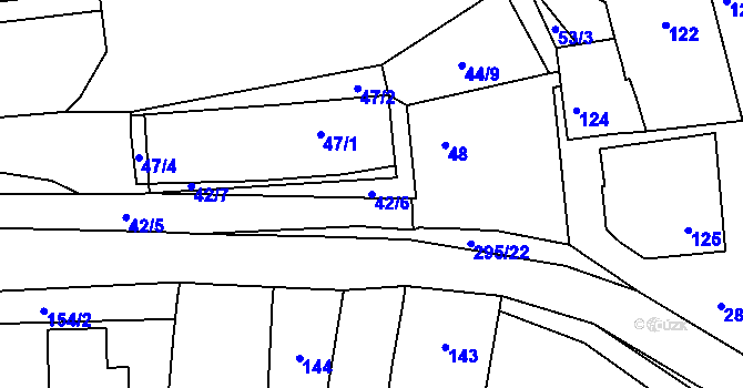 Parcela st. 42/6 v KÚ Zahořany u Berouna, Katastrální mapa