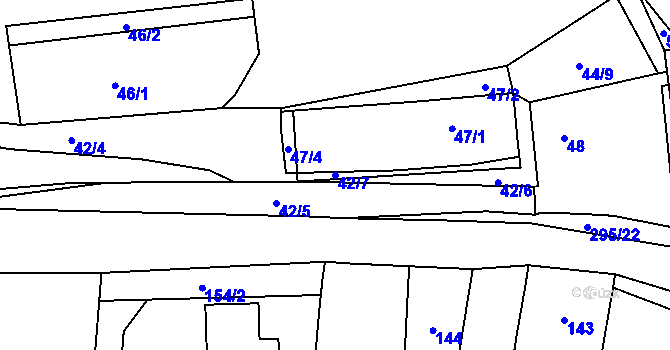 Parcela st. 42/7 v KÚ Zahořany u Berouna, Katastrální mapa