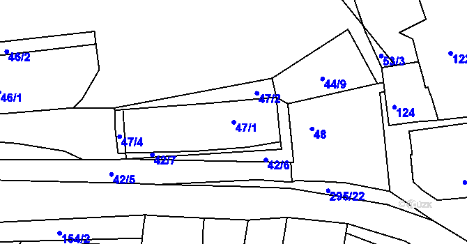 Parcela st. 47/1 v KÚ Zahořany u Berouna, Katastrální mapa