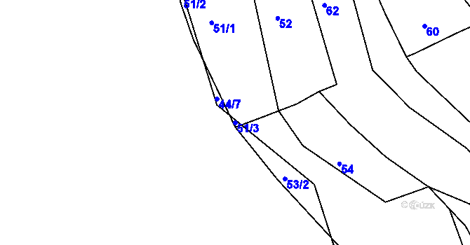 Parcela st. 51/3 v KÚ Zahořany u Berouna, Katastrální mapa