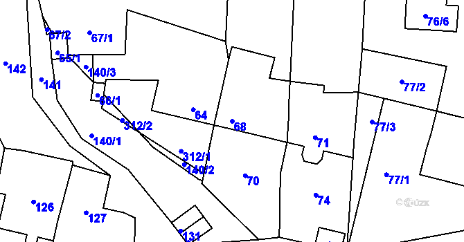 Parcela st. 68 v KÚ Zahořany u Berouna, Katastrální mapa