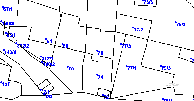 Parcela st. 71 v KÚ Zahořany u Berouna, Katastrální mapa