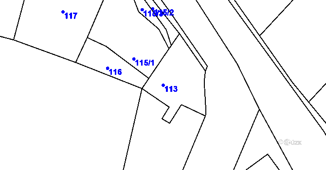Parcela st. 113 v KÚ Zahořany u Berouna, Katastrální mapa