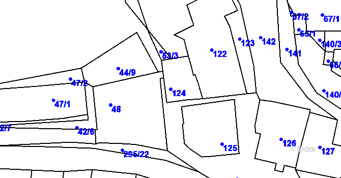 Parcela st. 124 v KÚ Zahořany u Berouna, Katastrální mapa