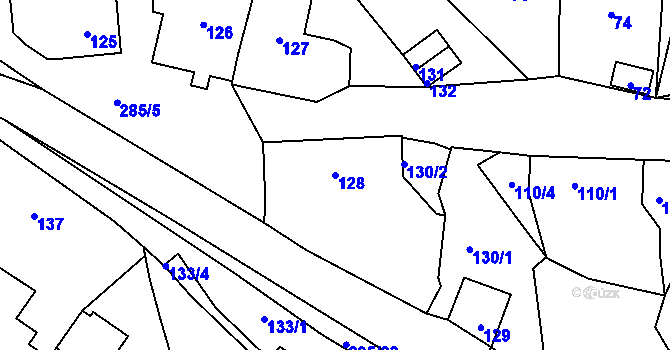 Parcela st. 128 v KÚ Zahořany u Berouna, Katastrální mapa