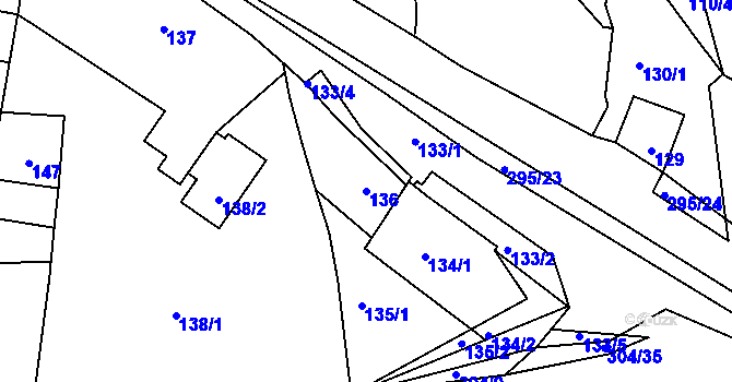 Parcela st. 136 v KÚ Zahořany u Berouna, Katastrální mapa