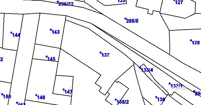 Parcela st. 137 v KÚ Zahořany u Berouna, Katastrální mapa