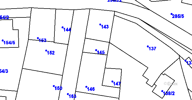 Parcela st. 145 v KÚ Zahořany u Berouna, Katastrální mapa