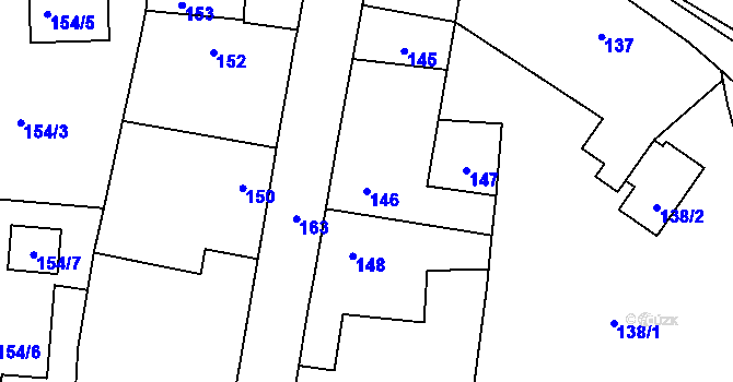 Parcela st. 146 v KÚ Zahořany u Berouna, Katastrální mapa