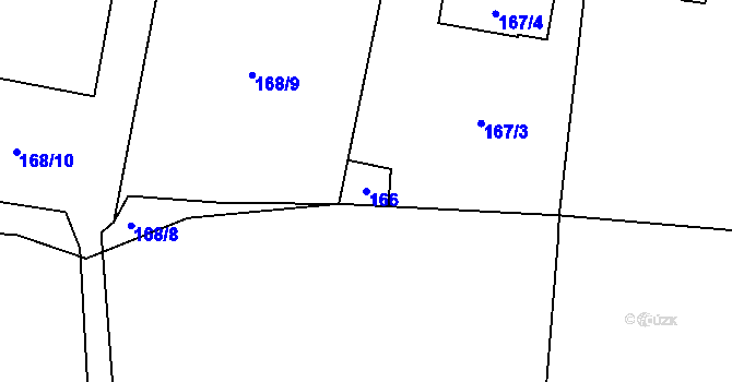 Parcela st. 166 v KÚ Zahořany u Berouna, Katastrální mapa