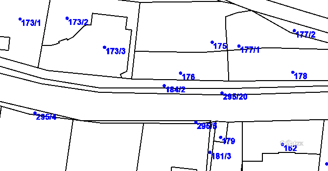 Parcela st. 184/2 v KÚ Zahořany u Berouna, Katastrální mapa