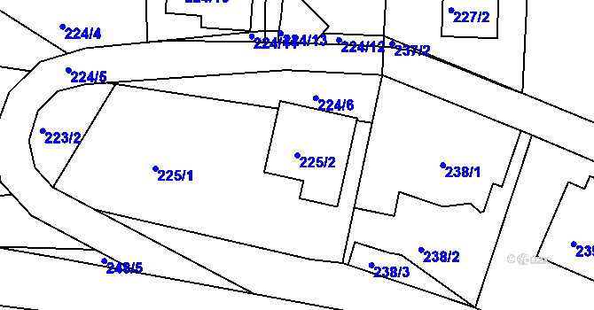 Parcela st. 225/2 v KÚ Zahořany u Berouna, Katastrální mapa