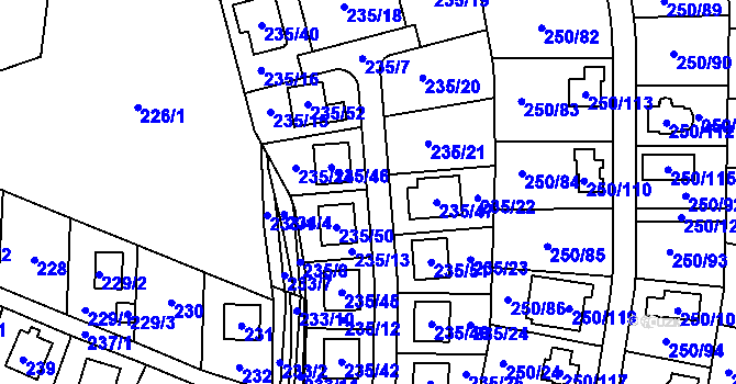 Parcela st. 235 v KÚ Zahořany u Berouna, Katastrální mapa