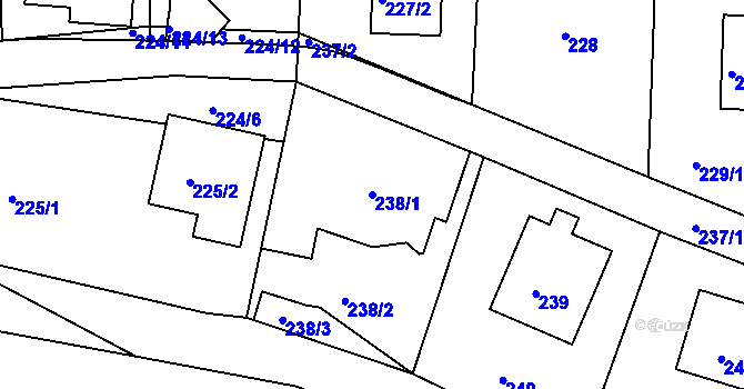 Parcela st. 238/1 v KÚ Zahořany u Berouna, Katastrální mapa