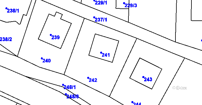 Parcela st. 241 v KÚ Zahořany u Berouna, Katastrální mapa