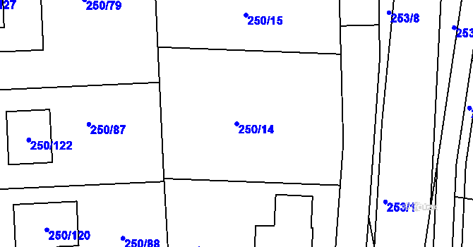 Parcela st. 250/14 v KÚ Zahořany u Berouna, Katastrální mapa