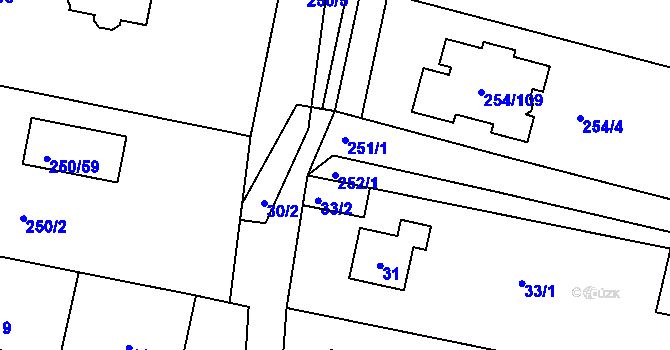 Parcela st. 252/1 v KÚ Zahořany u Berouna, Katastrální mapa