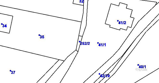 Parcela st. 252/2 v KÚ Zahořany u Berouna, Katastrální mapa