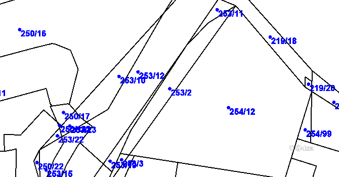 Parcela st. 253/2 v KÚ Zahořany u Berouna, Katastrální mapa