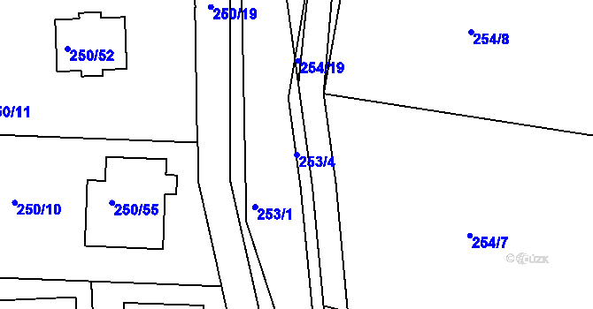 Parcela st. 253/4 v KÚ Zahořany u Berouna, Katastrální mapa