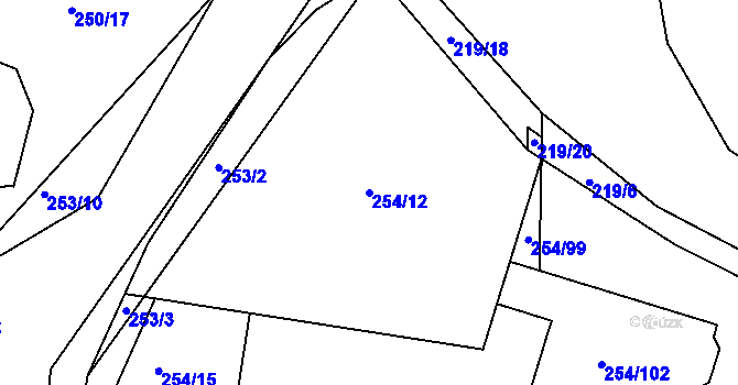 Parcela st. 254/12 v KÚ Zahořany u Berouna, Katastrální mapa