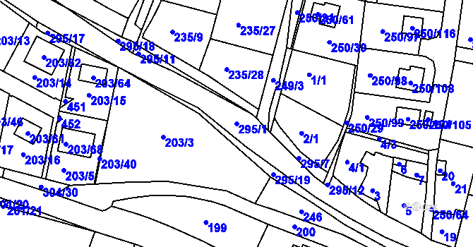 Parcela st. 295/1 v KÚ Zahořany u Berouna, Katastrální mapa
